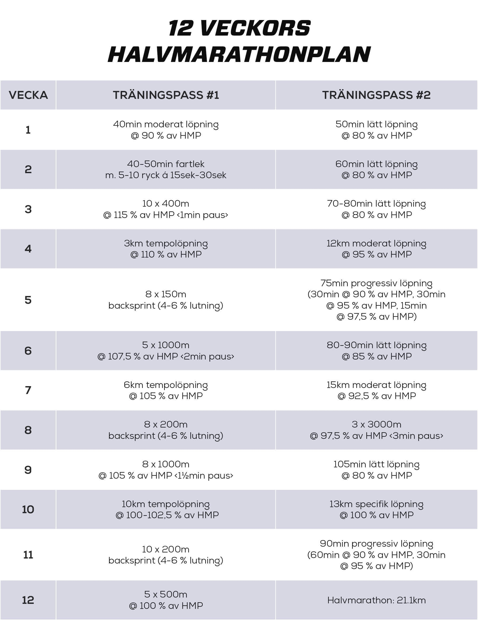 Halvmarathon program