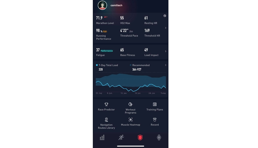 COROS Fitness status